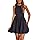 PRETTYGARDEN Summer Dresses for Women 2025 Casual Sleeveless Tank Mini Short Dress Crew Neck Bubble Sundress with Pockets (Navy,Small)