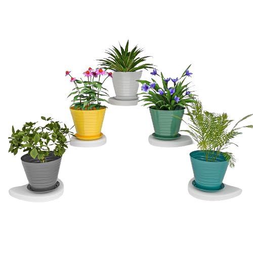 BELLERBIRD Square 5 Pack Flower Pots Outdoor Indoor Planters with Drainage Hole and Tray Plastic Vase (6 inch, Grey, Pink, Green, Blue, White) (WA) (B0D8BRPYCF) Amazon Price History, Amazon Price Tracker