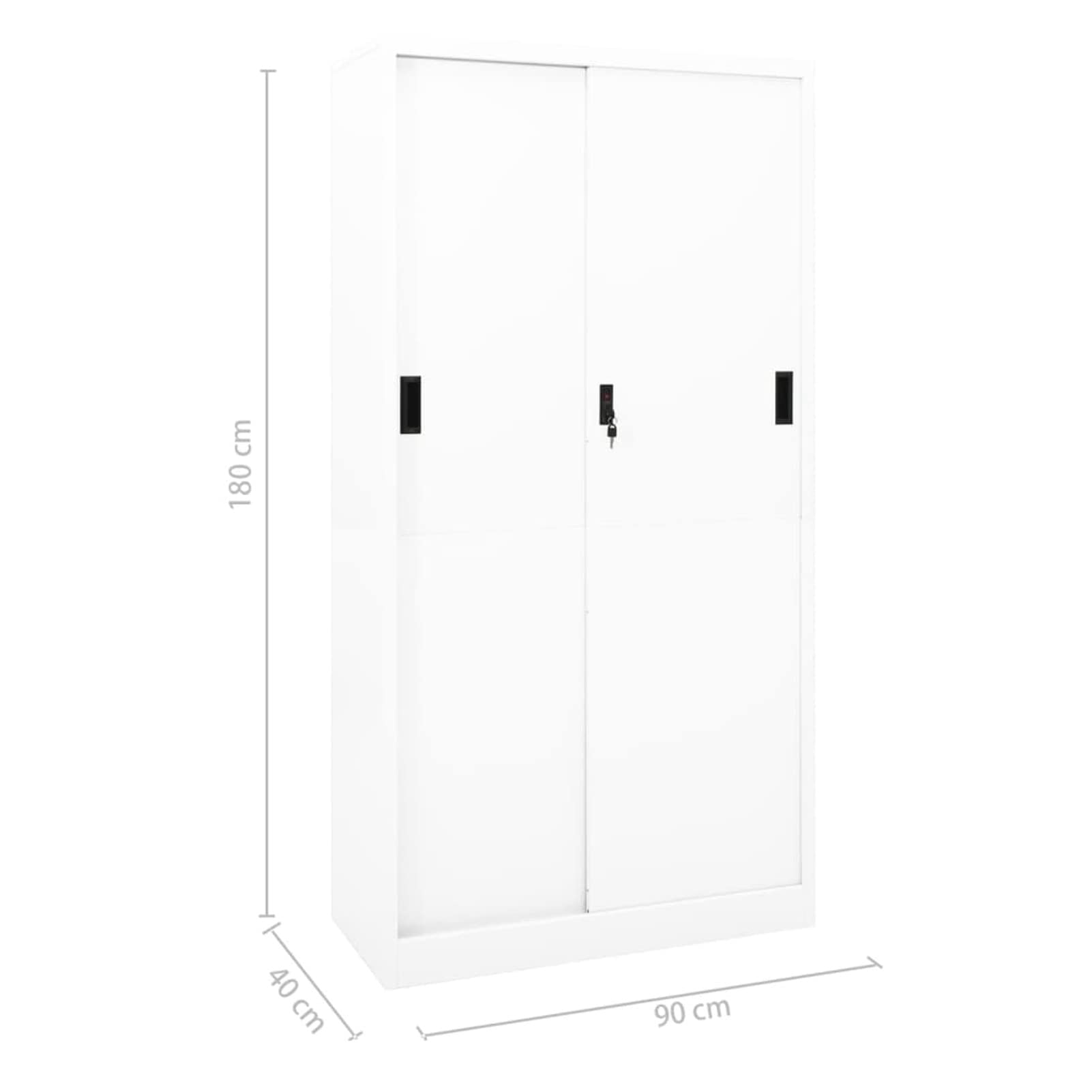 MOONAIRY Armario de Oficina Puerta corredera, Armario Metalico, Mueble Archivador, Armarios para Trasteros, Archivador Metalico, Acero Blanco 90x40x180 cm
