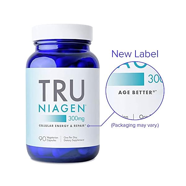 NAD-Supplement-More-Efficient-Than-NMN-Nicotinamide-Riboside-for-Energy-Metabolism-Vitality-Muscle-Health-Healthy-Aging-Cellular-Repair-Patented-Formula-90ct-300mg-3-Months-1-Bottle TRU NIAGEN - Patented Nicotinamide Riboside NAD+ Supplement. NR Supports Cellular Energy Metabolism & Repair, Vitality, Healthy Aging of Heart, Brain & Muscle - 90 Servings / 90 Capsules