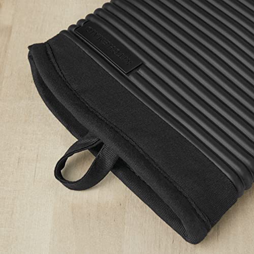 KITCHENAID Ribbed Soft Silicone Oven Mitt 2-Pack Set, Matte Black, 7.5"x13" - image 2