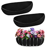 2PCS 24 Inch Window Box Liner Fabric Planter Basket Liner Trough Planter Insert Liner Black Hanging Flower Basket Liners Non-Woven Felt Plant Liner for Planters Fence Garden - Avoid Bird Nesting