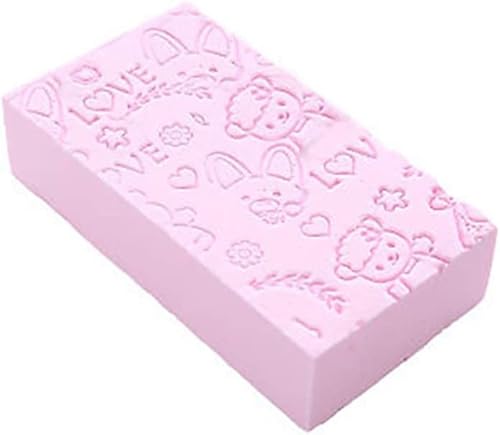 垢すりスポンジシャワーブラシ動物柄可愛い毛穴清潔角質除去海綿やわらか垢すりやさしい入浴用品バス用品お風呂用ボディース/大人男女兼用1枚13*7*3cmブルーグリーンピンクイェロー(ピンク)