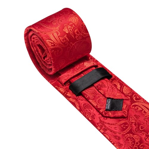 Image of YOHOWA Mens Ties Set Wedding Paisley Neckties with Handkerchief Cufflinks Formal Business