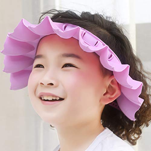 Baby Shower Cap Baby Silicone Shampoo Shower Bathing Cap Adjustable Visor Hat Safe Shampoo Shower Bathing Protection Bath Cap, for Toddler Baby Kids Children (Pink)