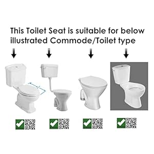 Adshank Toilet Seat Cover with non soft close hinges | White effect shade/color | Adaptable/Suitable to Convention Regular EWC commode toilet | Model : AI 2016E 00 PBn | With complete factory fitted Hinges.