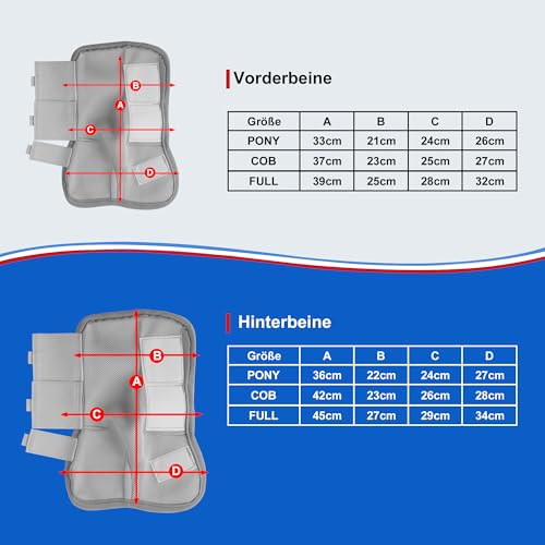 Gallopoff 4 Stück Gamaschen Pferd, Atmungsaktive Feinmaschige Fliegengamaschen für Pferde, Mit Schutz- und Stützfunktionen