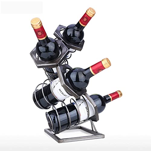 Soporte para botellas de vino moderno de hierro geométrico miniatura 1