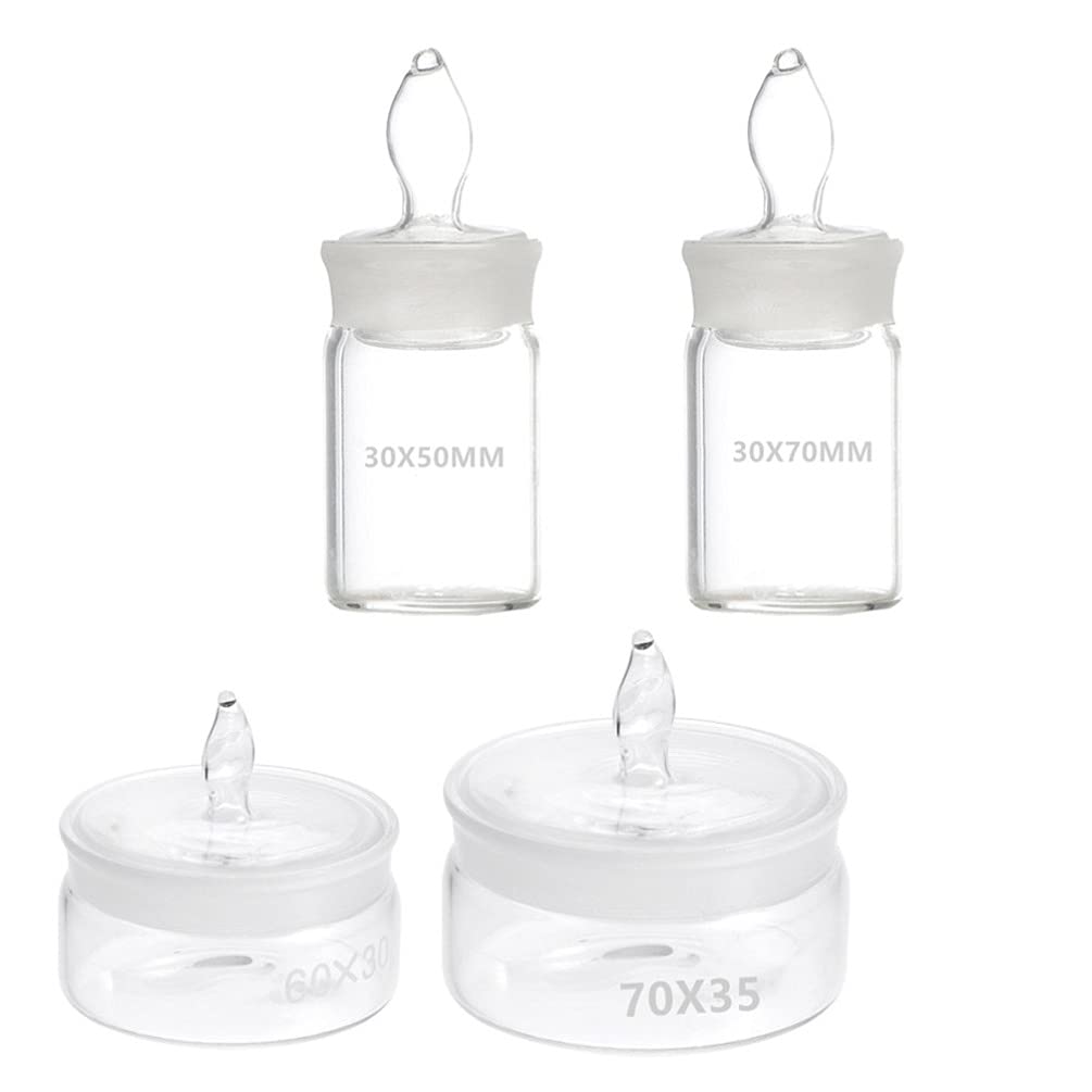 Hemobllo Glass Weighing Bottle Set Transparent Sample Jar 7CM 4Pcs