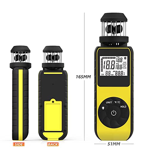 Anemometer Handheld, Digital Wind Cup Speed Meter, Anemometro Gr-881M Portable Air Flow Gauge W/Compass And Temp(℃/℉) Measure Air Velocity& Air Volume Current/Max/Avg Value For Boat Sailing Shooting #TOP6