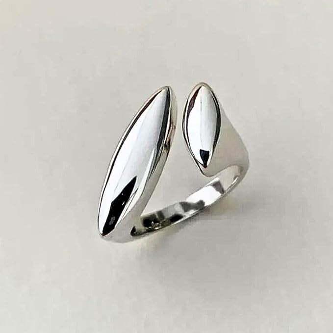 QueenBee Silver Plated Adjustable Geometric Statement | Minimalist Asymmetric Open Cocktail Jewelry | Trendy Bold Design for Stacking | Hypoallergenic Smooth Punk-Inspired Accessory - Image 3