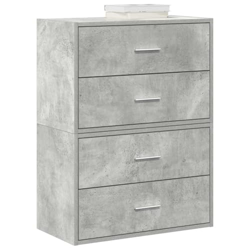 Vetnasa Armarios con 2 cajones 2 uds Gris hormigón 60x31x40 cm Mobiliario, Armarios y Almacenamiento, Cajoneras Gris 24,7 KG