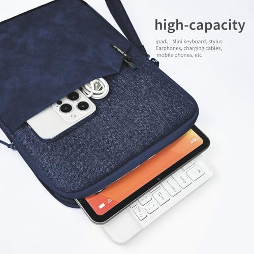 Image of MOCA Universal Polyester 7-8 Inch Tablet Sleeve Case Cover: Fits Amazon Kindle, Paperwhite, Kindle Fire, Apple iPad mini, Lenovo M8, Samsung Galaxy A7 Lite, (6 inch to 8 inch Devices) (Navy Blue, 7-8 inch)