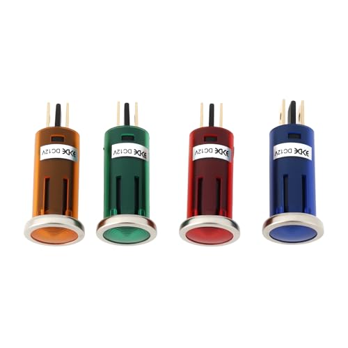 Lot de 4 Indicateurs d'Alerte LED pour Tableau de Bord de Voiture 2 Broches 16,5 Mm 12 V 1,5 W avec Bague Chromée