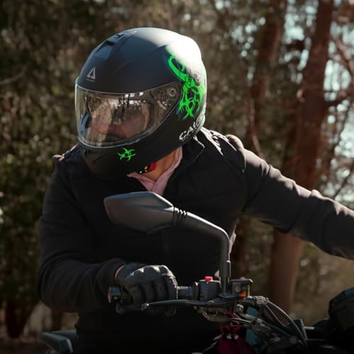 TRIANGLE Full Face Motorcycle Helmet Dual Visor Helmets for Adult Men and Women with Smoked Sunshield DOT Approved