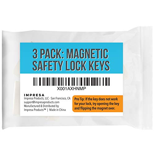 (3 Pack) Magnetic Safety Lock Key for Childproof Cabinet Locks - Includes 3 Adhesive Magnetic Key Holders - Thumbnail 5