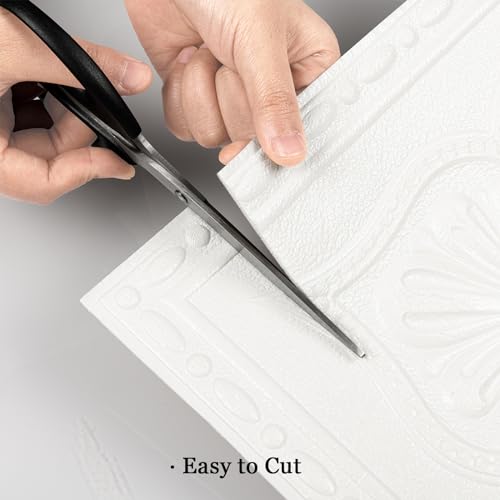 16 Pack, Ceiling Tiles Peel and Stick, Covered 21 Sq.Ft, Glue-up Ceiling Tiles Foam, Easy to Install for Ceiling and Wall, Plain White (13.8 x 13.8 inch)