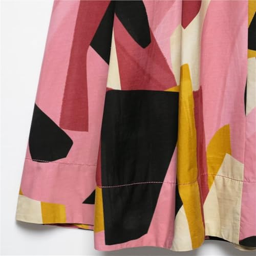 Women's Printed Pleated Skirt High Waist Side Casual Chic Long Skirt4