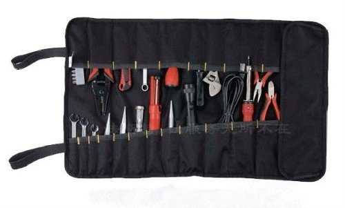 KLOUD City Black Nylon Multi-Purpose 22-Pocket Socket Tool Roll Pouch/Bag/Carrier for Sets Plus KLOUD City Cleaning Cloth