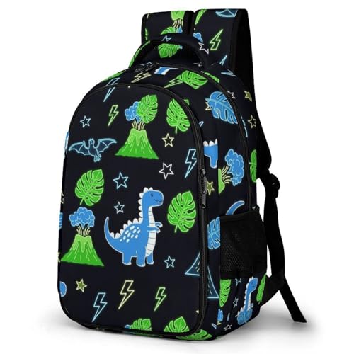 Men's Commuter Bag Large Travel Bag Portable Work Backpack With Double Zippers Dinosaur