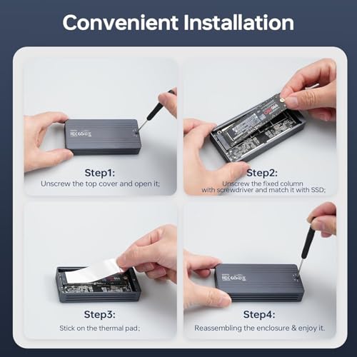 Image of 40Gbps M.2 NVMe Enclosure with Cooling Fan,Thunderbolt SSD Enclosure for M1 Pro /Max Mac,MOKiN Aluminum M.2 Enclosure Support M /B+M Key Size 2280 /2260 /2242 Compatible with Thunderbolt 3 /4 /USB4 /3.2 /3.1