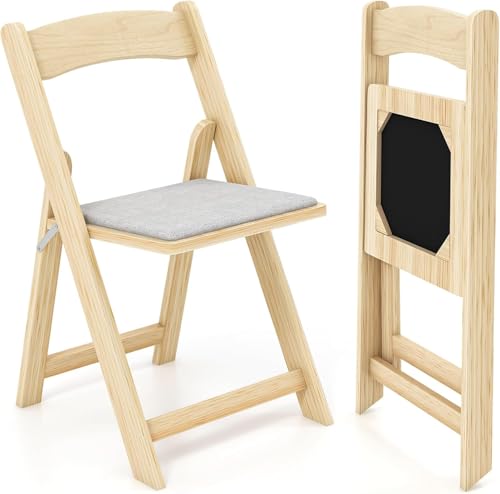 GIANTEX 2 sillas plegables de madera para comedor con asiento acolchado, para el hogar, la oficina y las fiestas, 44 x 47 x 77 cm, soporta hasta 160 kg