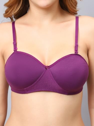 Image of Cotton Blend Light Padded Non Wired Full Coverage Bra and Panty Set Lingerie Set for Girls and Women