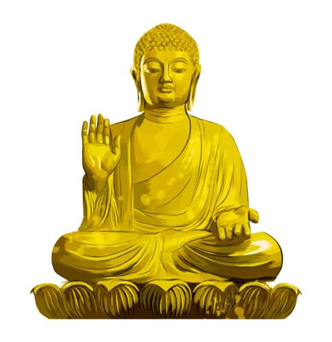 Image of Lord Buddha PVC Vinyl,Wall Sticker for Home Decor - Ideal for Living Room, Bedroom, Hall, Kids Room, Play Room (Size -45 cm x 45 cm) (Golden Buddha (58 Cm X 53 Cm))