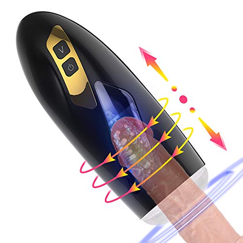 Male Masturbator Pocket Pussy Stroker, Adorime Electric Masturbation Cup with 10 Powerful Thrusting Rotating Modes and 3D Realistic Tight Vagina, Oral Sex Toys for Men