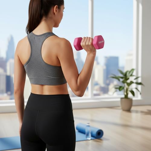 Image of Amazon Brand - Solimo Neoprene Dumbbell 4 Kg, Set of 2 (Light Pink)