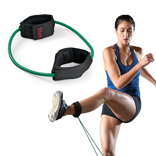 Image of SPRI Xercuff Leg Resistance Band Exercise Cord with Non-Slip Padded Ankle Cuffs (All Bands Sold Separately) Portable for the Gym or At Home Workout Equipment