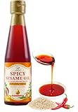 Soeos Spicy Sesame Oil, 8.45 fl oz (250ml), Pack of 1, Aromatic Chili-Infused Flavor, Bold Heat & Nutty Taste, Toasted Sesame Chili Oil, Ideal for Stir-Fry, Marinade, Dressings, and Dipping Sauces