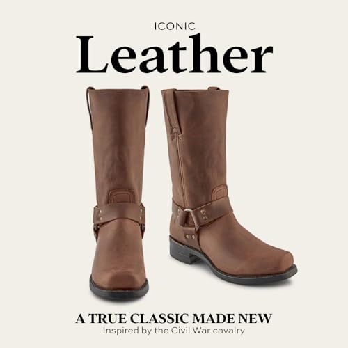 Image of Frye Harness 12R Boots for Men with Oiled-Leather Upper, Siped Outsole with Stacked Leather Heel, and Nickel & Brass Hardware - 12 inch Shaft Height