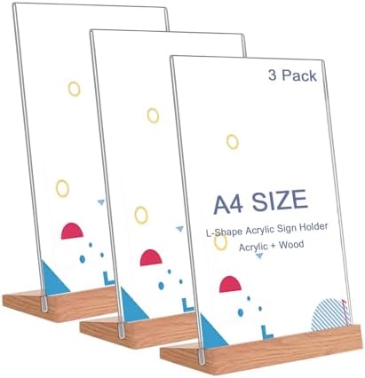 Acrylic Sign Holder A5, 5 Pack T Shape Acrylic Sign Holder, Poster Menu