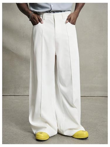 Men's Y2K Baggy Dress Pants Pleated Wide Leg Suit Pants Work Office Slacks Trousers with Pocket4