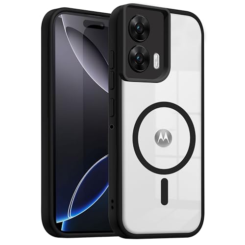 Image of V-TAN Back Cover for Motorola G96 5G | TPU | Transparent Crystal Clear Magnetic Case Compatible with Motorola G96 | Camera Protective Shockproof Mobile Cover Design (Black)