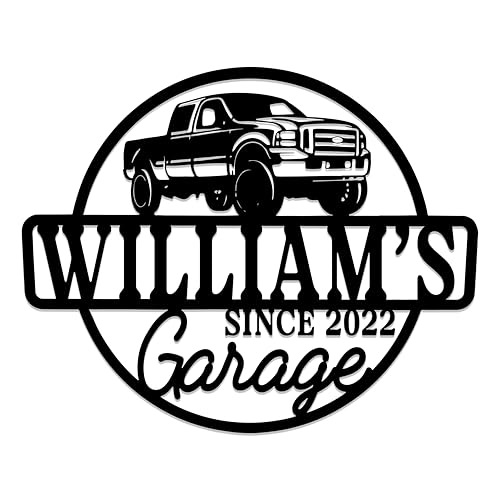 Personalized Garage Metal Name Sign, Custom Car Workshop Signs for Man, Dads, Boyfriend, Husband, Fathers, Grandpa, Man Cave Metal Decor for Outdoor and Indoor, Garage Decor