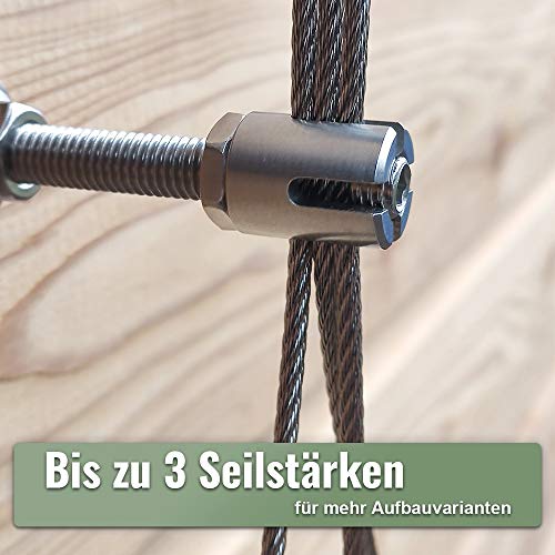 blumanda Rankhilfe Edelstahl-Komplettset Seilsystem, 8 Bolzen und 12m Drahtseil (3mm V4A) für Kletterpflanzen wie Rosen, Clematis, Blauregen, Weinreben (8 Halter, 12m, Zubehör)
