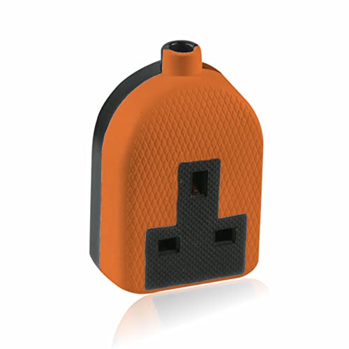 Heavy Duty Electrical 13 amp 1 Gang Re-Wireable Rubber Block Extension Socket - Orange (single socket), Orange,Multi