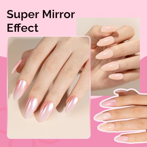 Image of MelodySusie 4Pcs Chrome Nail Powder for Gel Nails, Aurora Fine Glitter Powder Mirror Effect Pigment Pearlescent Mermaid Pigment Pearl Glitter for Home DIY Salon Use