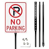 Faittoo Large No Parking Sign with 54' Metal Thick Stake, 14'x10' Rust Free Heavy Aluminum, Reflective, Fade Resistant, Easy to Mount, Outdoor Use