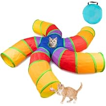 Depets Cat Tunnel for Indoor Cats, 5 Way Large Cat Play Tunnel & Tube with Play Ball, S-Shaped Folded Pet Tube with Interactive Peephole, Ideal for Indoor Exercise for Kittens Puppies Rabbits
