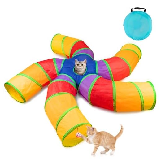 Depets Cat Tunnel for Indoor Cats, Large Collapsible Cat Tube Toys, 5-Way