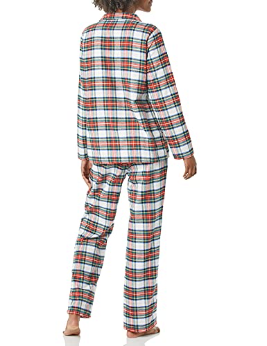 Image of Amazon Essentials Women's Flannel Long-Sleeve Button Front Shirt and Pant Pajama Set