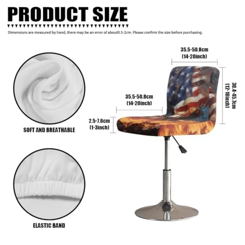 Image of Eagle American Flag Bar Stool Cover Square Swivel Barstool Chair Seat Barstool Protector Covers for Counter Height Mid Low Back Chair