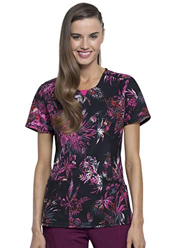 Cherokee Infinity CK609 Women's Round Neck Top, Night Garden, X-Small