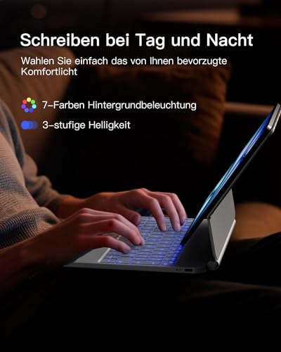 Inateck NeoMagic Magnetische Tastatur Hülle für iPad 10 Generation 10,9 Zoll,11 Generation 2025 A16 11 Zoll,Tastatur mit Touchpad, Freitragender Ständer, 7-Farbige Hintergrundbeleuchtung,KB09119 5