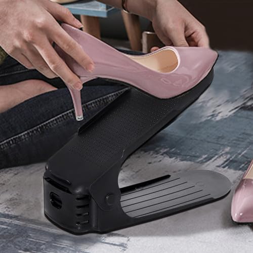 ACXIN Set di 30 portascarpe regolabili in plastica, salvaspazio e antiscivolo, colore: nero
