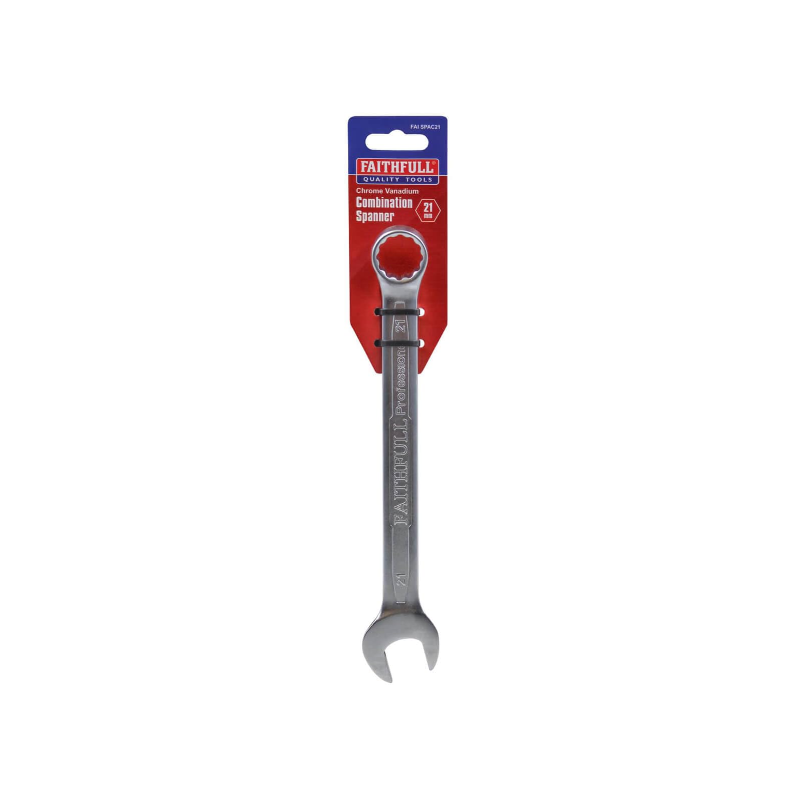 Faithfull SPAC21 Combination Spanner CV Satin Finish 21mm, Silver, 21 mm - Image 2