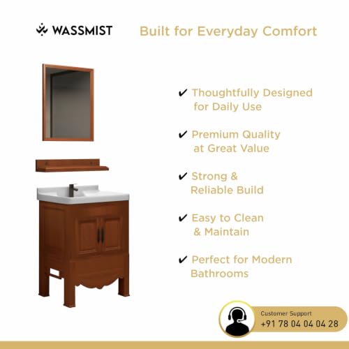 Image of WASSMIST Floor Mounted Bathroom Vanity | Modern Floor Standing Basin Cabinet for Bathroom | Thermoplastic Cabinet (Brown)